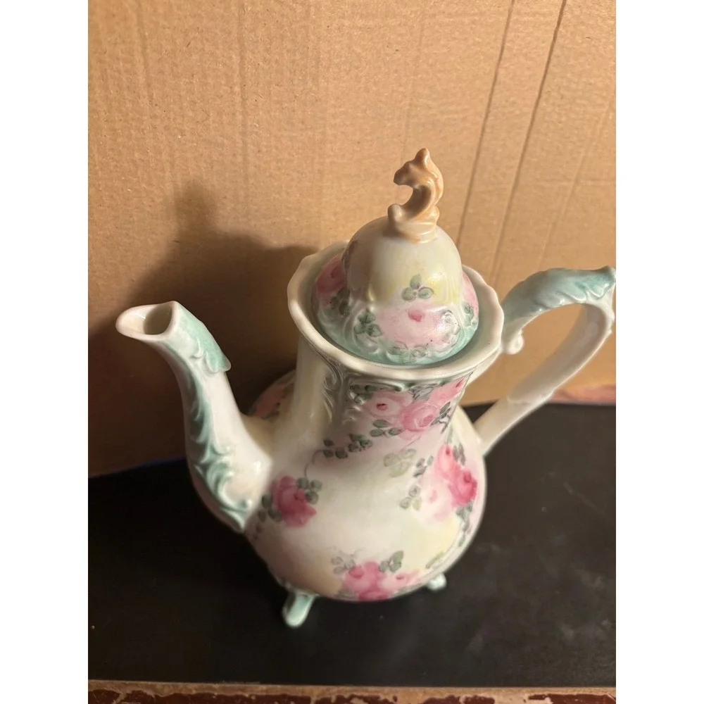 1984 Vintage Hand Painted Teapot With Lid Porcelain